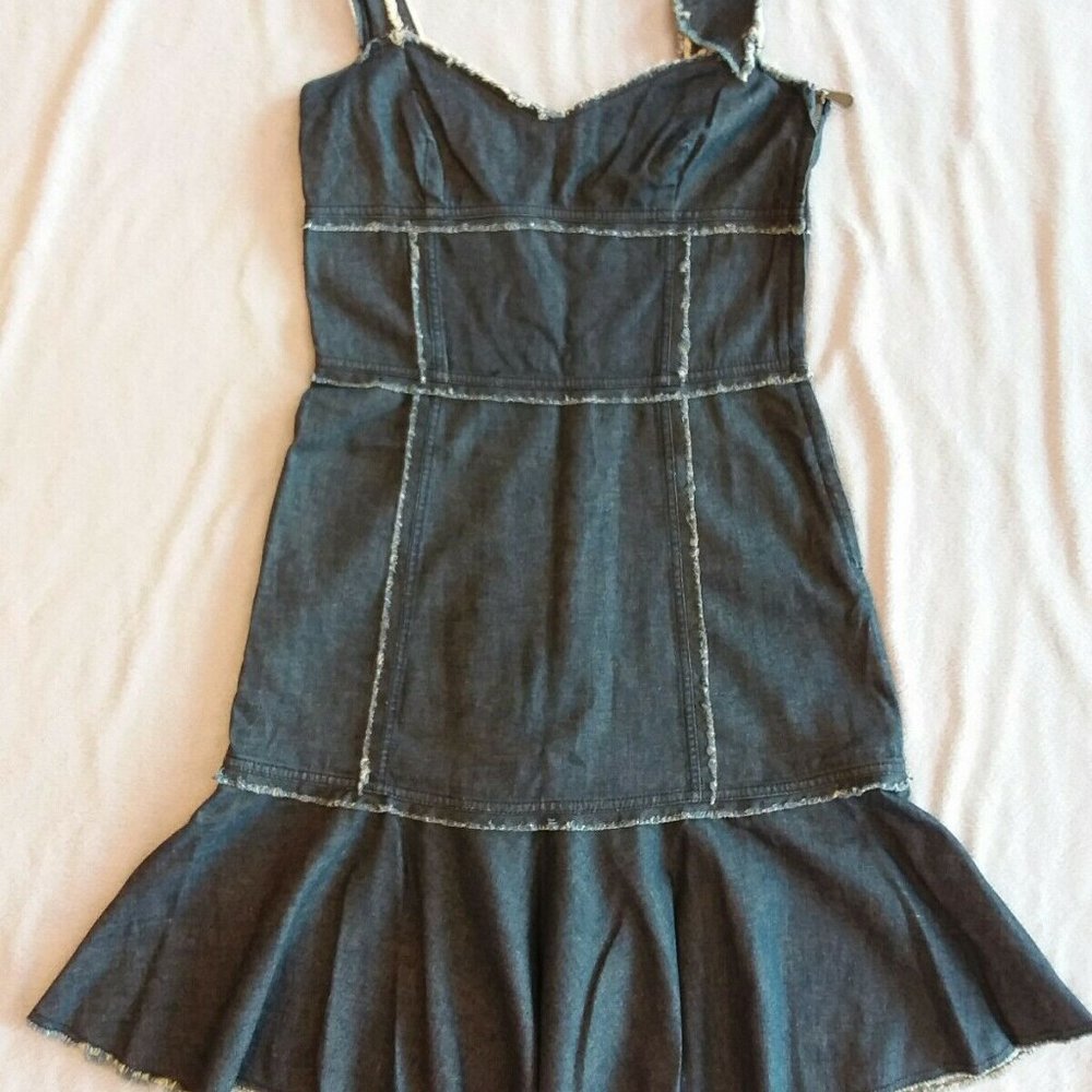 Moschino dress distressed dark denim